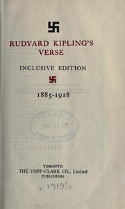 Cover of: Rudyard Kipling's verse: inclusive ed., 1885-1918.