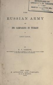 Cover of: The Russian Army and its campaigns in Turkey in 1877-1878. by Francis Vinton Greene