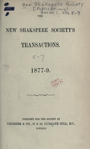 Cover of: [Publications] by New Shakespeare Society, London
