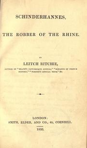 Cover of: Schinderhannes, the robber of the Rhine by Leitch Ritchie