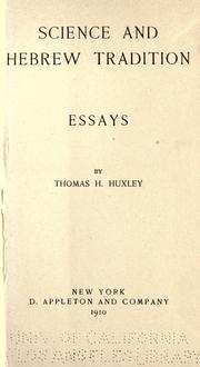 Cover of: Science and Hebrew tradition. by Thomas Henry Huxley