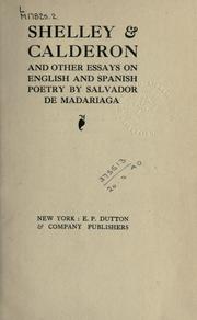 Cover of: Shelley and Calderon by Salvador de Madariaga