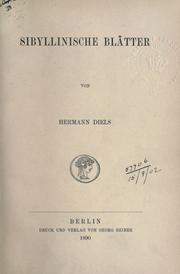 Cover of: Sibyllinische Blätter. by Hermann Diels