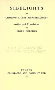 Cover of: Sidelights by Blennerhassett, Charlotte Julia von Leyden lady