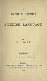 Cover of: A Simplified Grammar of the Swedish Language by E. C. Otté