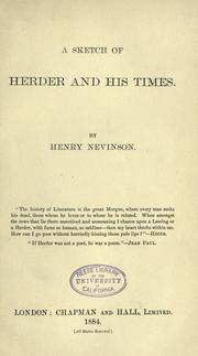 A sketch of Herder and his times by Henry Woodd Nevinson