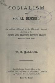 Cover of: Socialism and social discord.