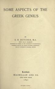 Cover of: Some aspects of the Greek genius