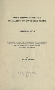 Cover of: Some theorems on the summation of divergent series.