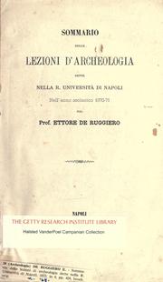Cover of: Sommario delle lezioni d'archeologia dette nella R. Università di Napoli: nell' anno scolastico 1870-71