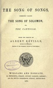 Cover of: The Song of Songs by Albert Réville