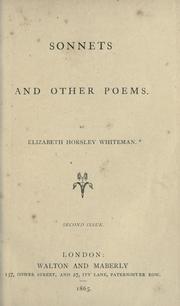 Cover of: Sonnets and other poems