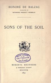 Cover of: Sons of the soil by Honoré de Balzac
