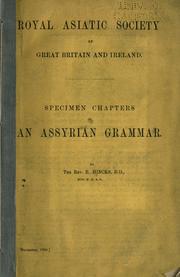 Cover of: Specimen chapters of an Assyrian grammar