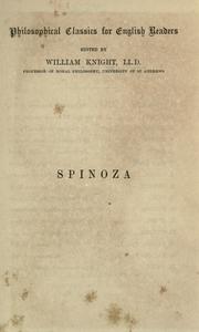 Cover of: Spinoza