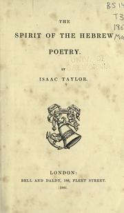 Cover of: The spirit of the Hebrew poetry.