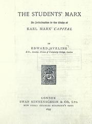 Cover of: students' Marx: an introduction to the study of Karl Marx' Capital