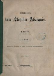 Cover of: Studien zum Elegiker Theognis.: 1. Teil.