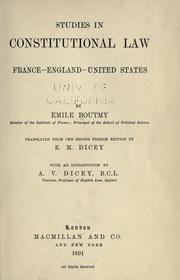 Cover of: Studies in constitutional law: France, England, United States