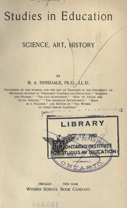 Cover of: Studies in education by Hinsdale, B. A.