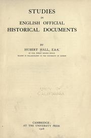 Cover of: Studies in English official historical documents by Hubert Hall