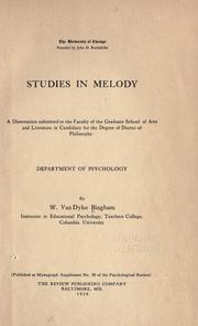 Cover of: Studies in melody