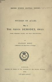 Cover of: Studies on acari: no. 1, the genus Demodex, Owen