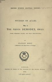 Cover of: Studies on acari by British Museum (Natural History). Department of Zoology