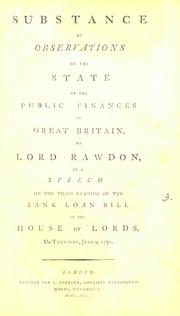 Cover of: Substance of observations on the state of the public finances of Great Britain