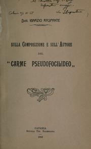 Sulla composizione e sull'autore del 'Carme pseudofocilideo' by Ignazio Raspante