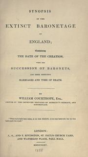 Cover of: Synopsis of the extinct baronetage of England by William John Courthope