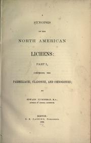 Cover of: A synopsis of the North American lichens by Edward Tuckerman