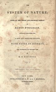 Cover of: system of nature, or, Laws of the moral and physical world | Paul Henri Thiry baron d