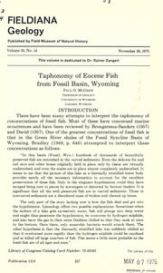 Cover of: Taphonomy of Eocene fish from Fossil Basin, Wyoming