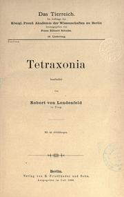 Cover of: Tetraxonia by Robert von Lendenfeld