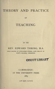 Cover of: Theory and practice of teaching by Edward Thring