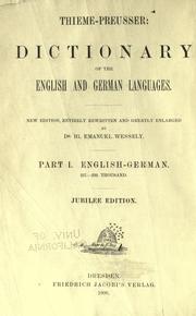 Cover of: Thieme-Preusser: Dictionary of the English and German languages.