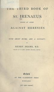 Cover of: The  third book against heresies