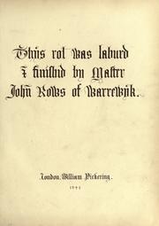 Cover of: This rol was laburd & finished by Master John Rows of Warrewyk. by Rous, John