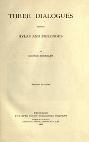 Cover of: Three dialogues between Hylas and Philonous