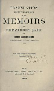 Cover of: Translation from the German of the memoirs of Ferdinand Rudolph Hassler