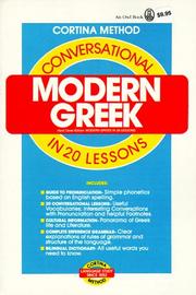 Cover of: Conversational Modern Greek in 20 Lessons by Richard D. Abraham, Philip D. Emmanuel