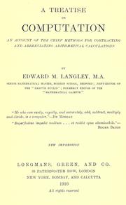 A treatise on computation by Edward M. Langley