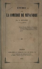 Cover of: Études sur la comédie de Ménandre.