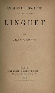 Cover of: Linguet: Un avocat journaliste au XVIIIe siècle