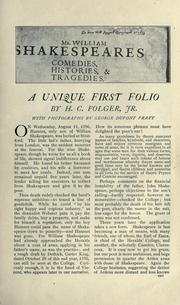 A unique first folio by Henry Clay Folger
