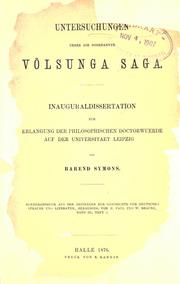 Cover of: Untersuchungen ueber die sogenannte Völsunga Saga