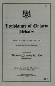 Cover of: Official report of debates (Hansard) : Legislative Assembly of Ontario = by Ontario. Legislative Assembly.