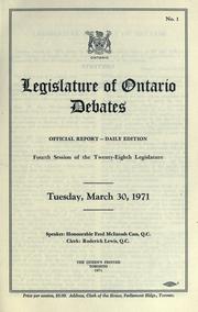 Cover of: Official report of debates (Hansard) : Legislative Assembly of Ontario = by Ontario. Legislative Assembly.