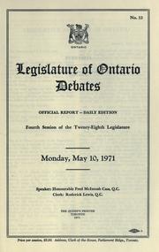 Cover of: Official report of debates (Hansard) : Legislative Assembly of Ontario = by Ontario. Legislative Assembly., Ontario. Legislative Assembly.